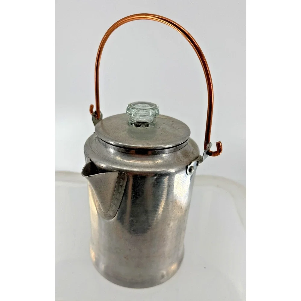 Vtg Comet 9 Cup Coffee Pot Percolator Bail Handle Stove Top Aluminum Campfire